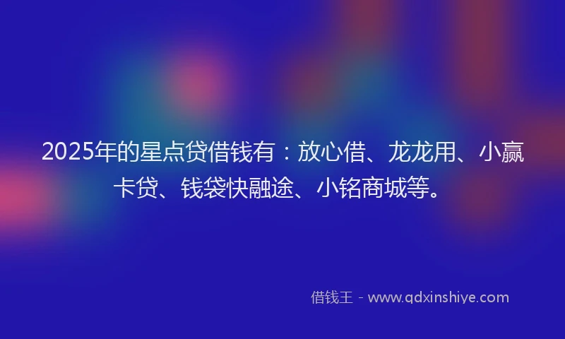 2025年的星点贷借钱有：放心借、龙龙用、小赢卡贷、钱袋快融途、小铭商城等。