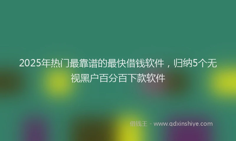 2025年热门最靠谱的最快借钱软件，归纳5个无视黑户百分百下款软件