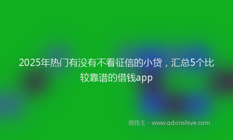 2025年热门有没有不看征信的小贷，汇总5个比较靠谱的借钱app