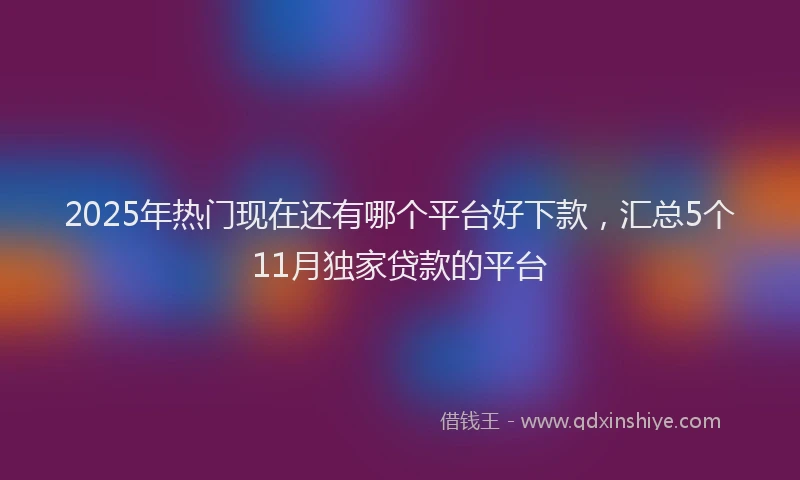 2025年热门现在还有哪个平台好下款，汇总5个11月独家贷款的平台