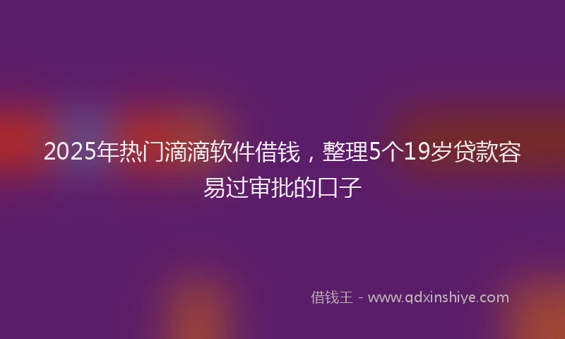 2025年热门滴滴软件借钱，整理5个19岁贷款容易过审批的口子