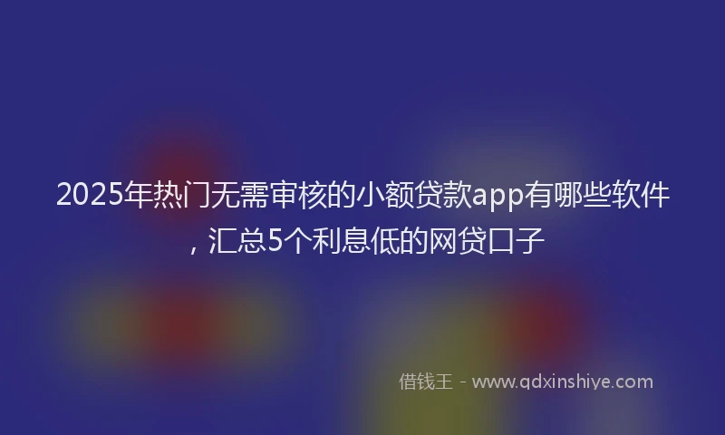 2025年热门无需审核的小额贷款app有哪些软件，汇总5个利息低的网贷口子