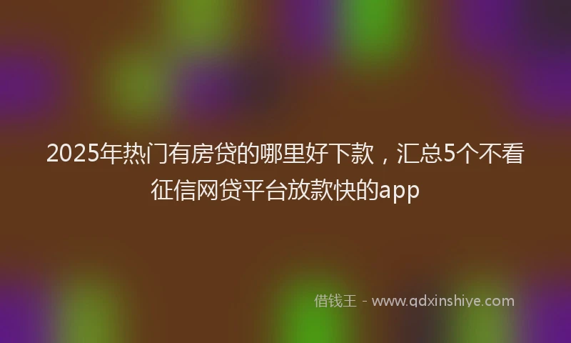 2025年热门有房贷的哪里好下款，汇总5个不看征信网贷平台放款快的app