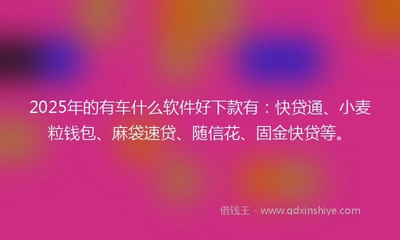2025年的有车什么软件好下款有：快贷通、小麦粒钱包、麻袋速贷、随信花、固金快贷等。
