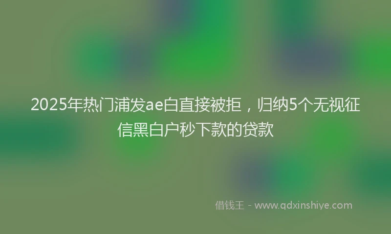 2025年热门浦发ae白直接被拒，归纳5个无视征信黑白户秒下款的贷款