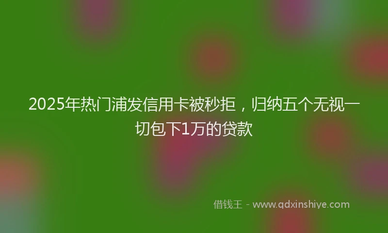 2025年热门浦发信用卡被秒拒，归纳五个无视一切包下1万的贷款