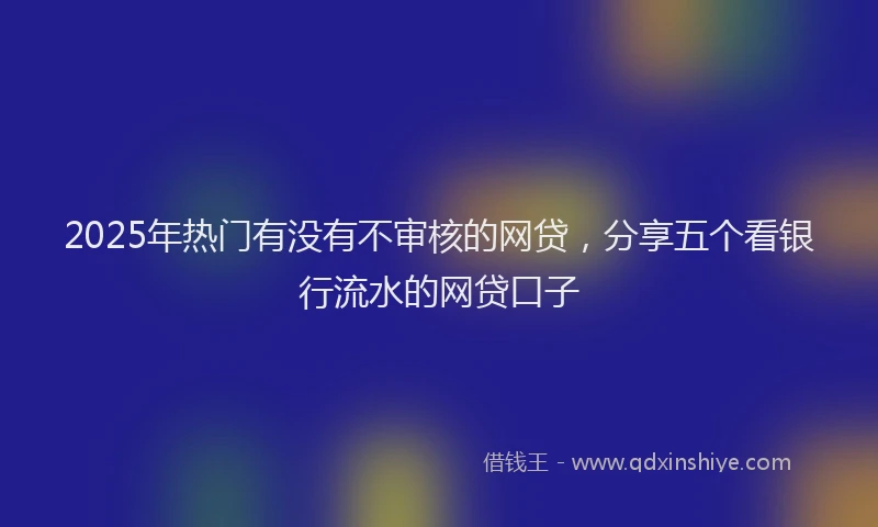 2025年热门有没有不审核的网贷，分享五个看银行流水的网贷口子