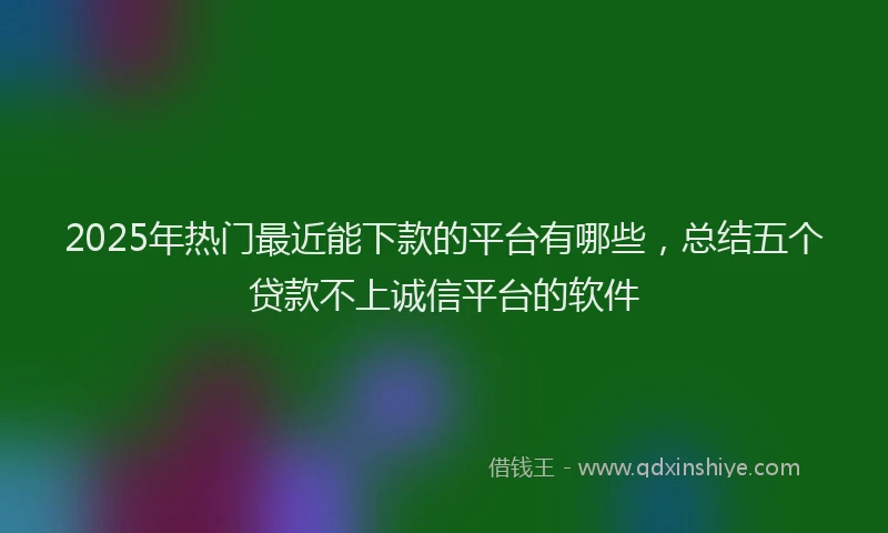 2025年热门最近能下款的平台有哪些，总结五个贷款不上诚信平台的软件