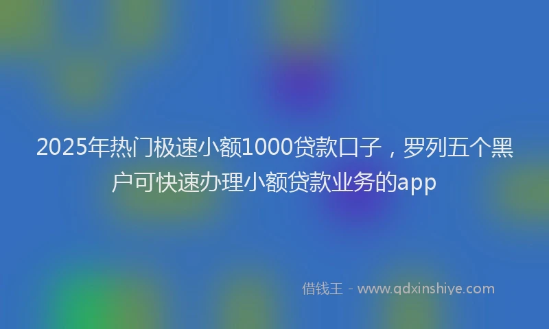 2025年热门极速小额1000贷款口子，罗列五个黑户可快速办理小额贷款业务的app