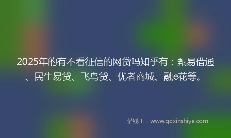 2025年的有不看征信的网贷吗知乎有：甄易借通、民生易贷、飞鸟贷、优者商城、融e花等。
