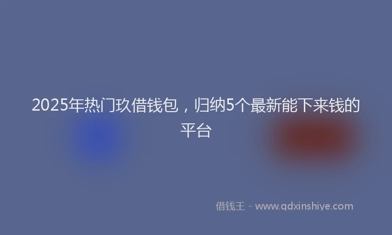 2025年热门玖借钱包，归纳5个最新能下来钱的平台