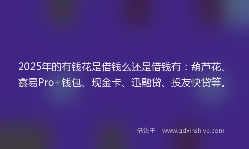 2025年的有钱花是借钱么还是借钱有：葫芦花、鑫易Pro+钱包、现金卡、迅融贷、投友快贷等。