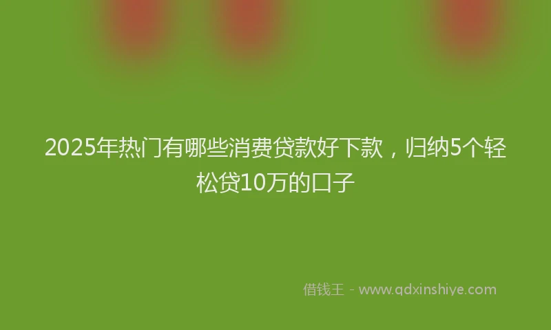2025年热门有哪些消费贷款好下款，归纳5个轻松贷10万的口子