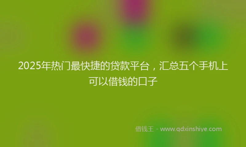2025年热门最快捷的贷款平台，汇总五个手机上可以借钱的口子
