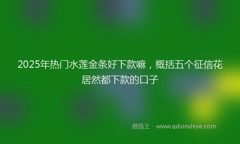2025年热门水莲金条好下款嘛，概括五个征信花居然都下款的口子