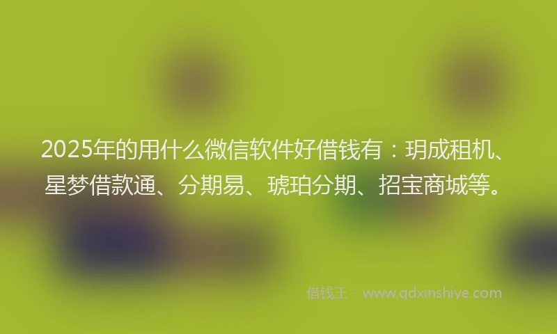 2025年的用什么微信软件好借钱有：玥成租机、星梦借款通、分期易、琥珀分期、招宝商城等。