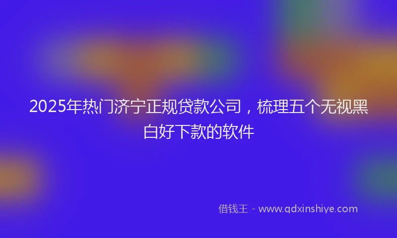 2025年热门济宁正规贷款公司，梳理五个无视黑白好下款的软件