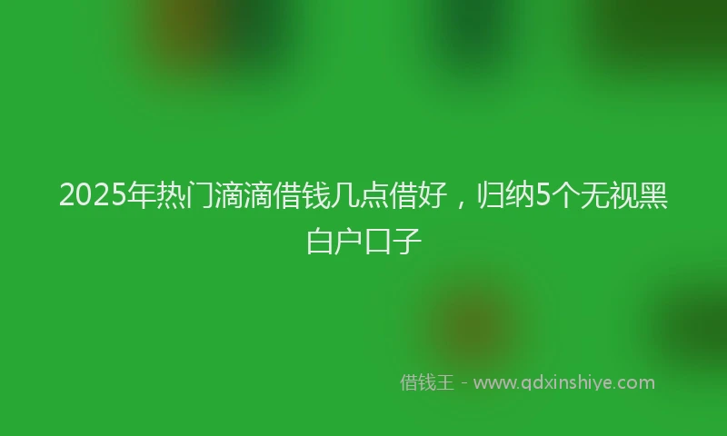 2025年热门滴滴借钱几点借好，归纳5个无视黑白户口子