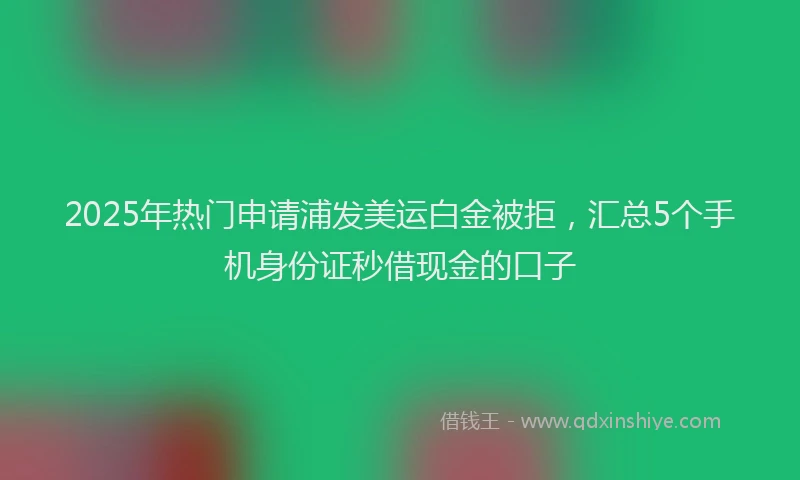 2025年热门申请浦发美运白金被拒，汇总5个手机身份证秒借现金的口子