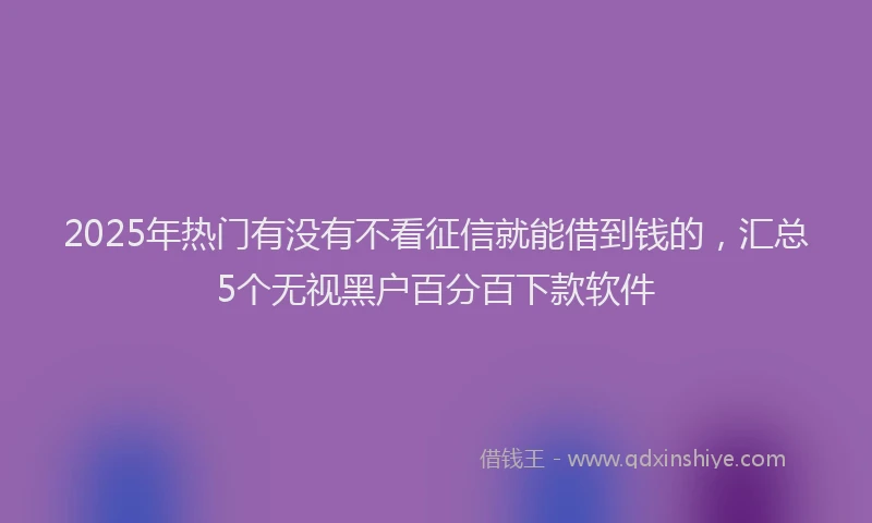 2025年热门有没有不看征信就能借到钱的，汇总5个无视黑户百分百下款软件