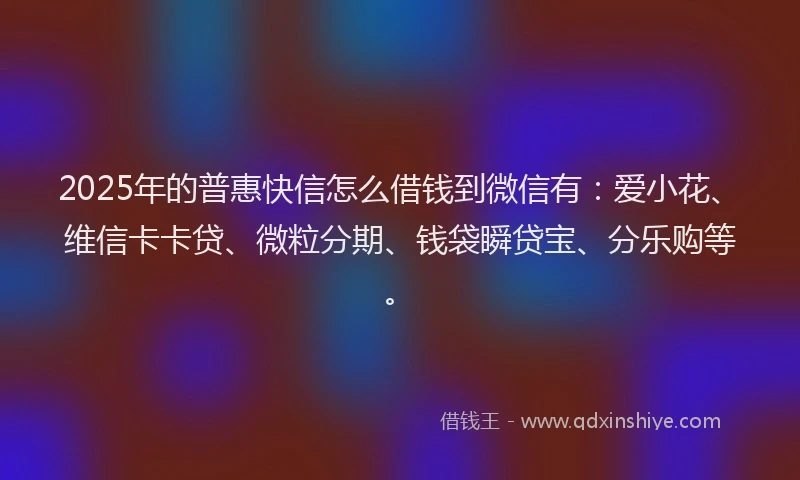 2025年的普惠快信怎么借钱到微信有：爱小花、维信卡卡贷、微粒分期、钱袋瞬贷宝、分乐购等。