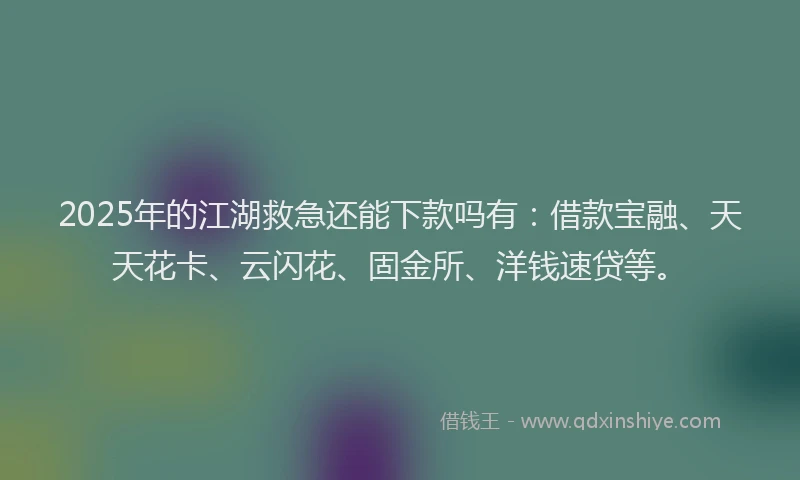 2025年的江湖救急还能下款吗有：借款宝融、天天花卡、云闪花、固金所、洋钱速贷等。