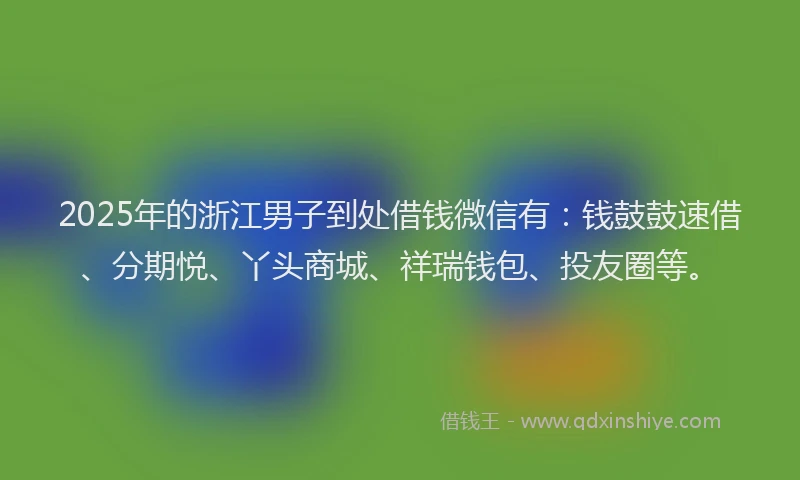 2025年的浙江男子到处借钱微信有：钱鼓鼓速借、分期悦、丫头商城、祥瑞钱包、投友圈等。