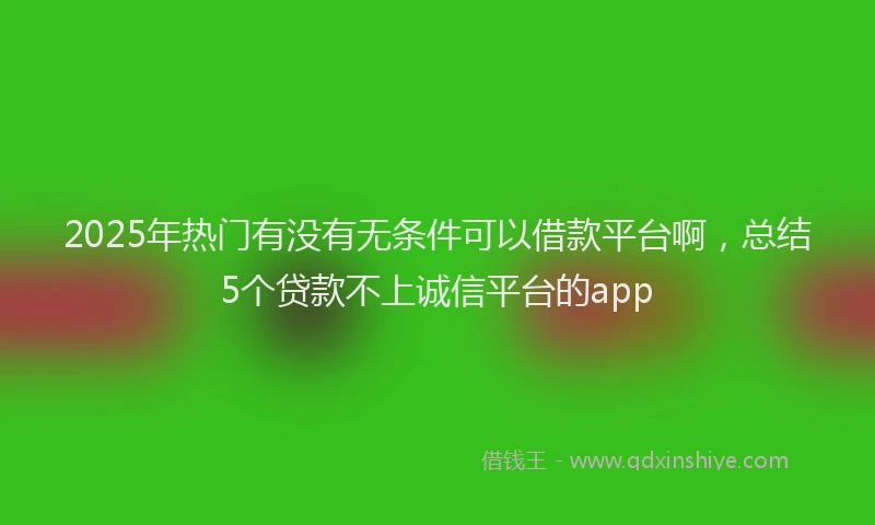 2025年热门有没有无条件可以借款平台啊，总结5个贷款不上诚信平台的app