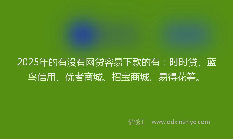 2025年的有没有网贷容易下款的有：时时贷、蓝鸟信用、优者商城、招宝商城、易得花等。