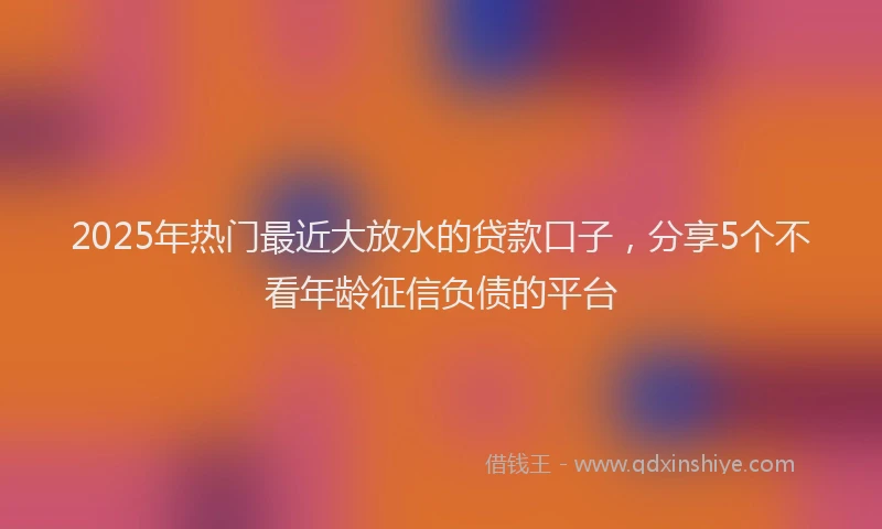 2025年热门最近大放水的贷款口子，分享5个不看年龄征信负债的平台