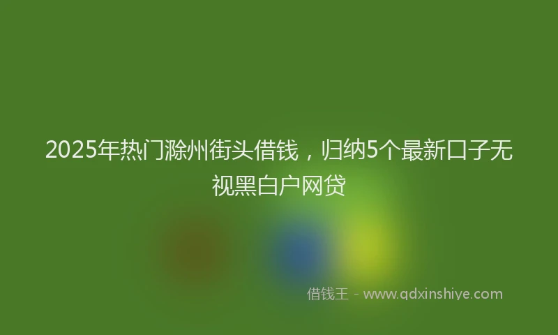 2025年热门滁州街头借钱，归纳5个最新口子无视黑白户网贷