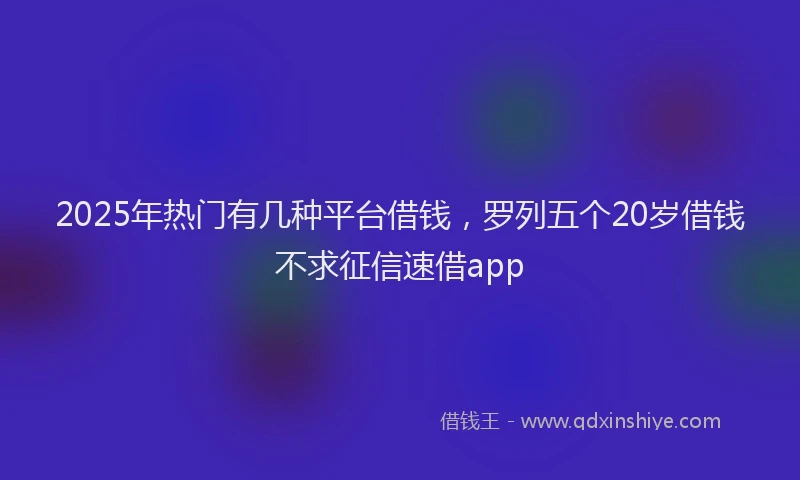 2025年热门有几种平台借钱，罗列五个20岁借钱不求征信速借app