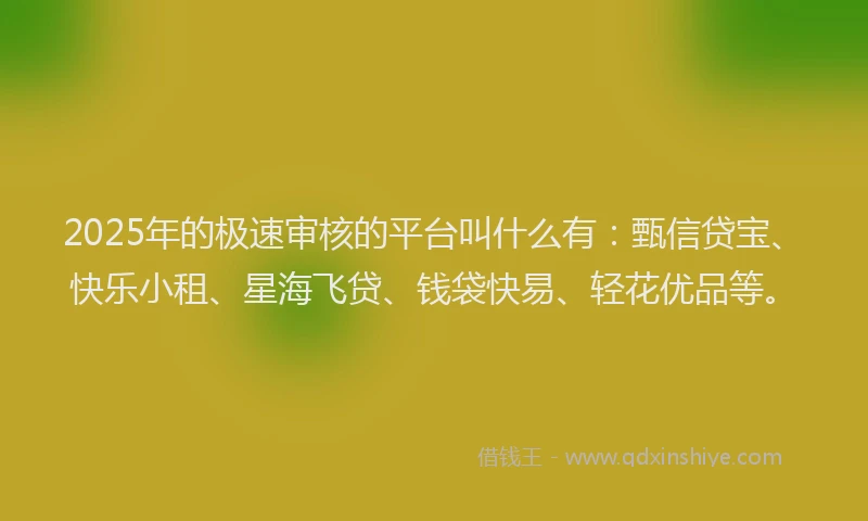 2025年的极速审核的平台叫什么有：甄信贷宝、快乐小租、星海飞贷、钱袋快易、轻花优品等。