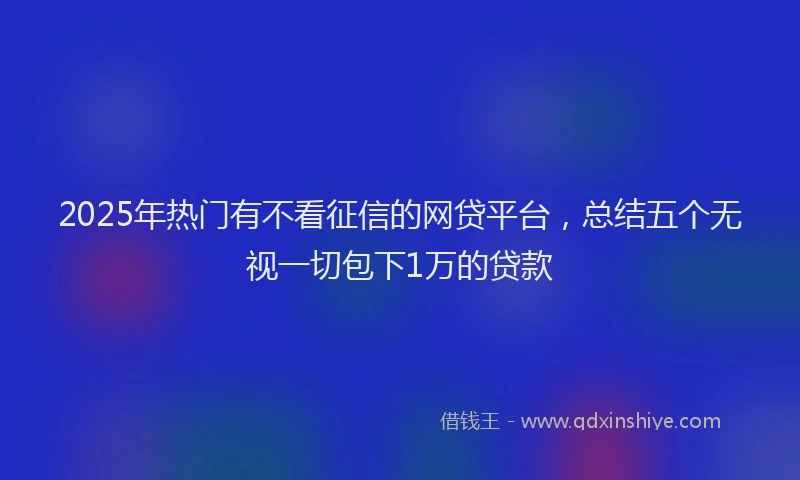 2025年热门有不看征信的网贷平台，总结五个无视一切包下1万的贷款