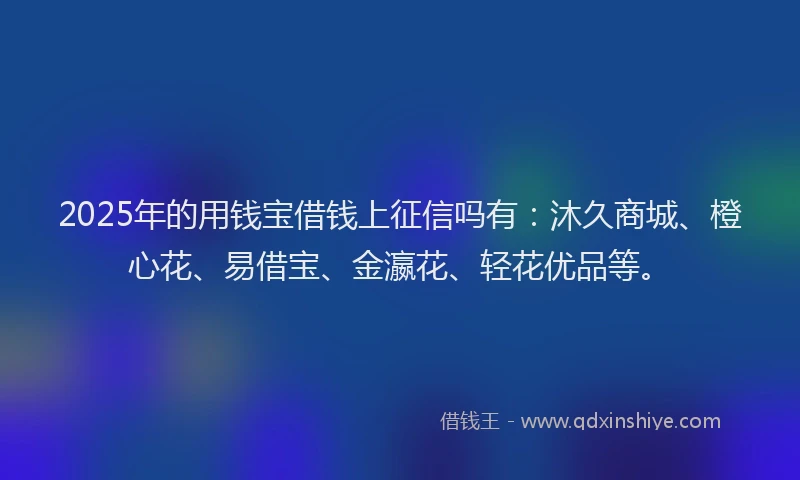 2025年的用钱宝借钱上征信吗有：沐久商城、橙心花、易借宝、金瀛花、轻花优品等。