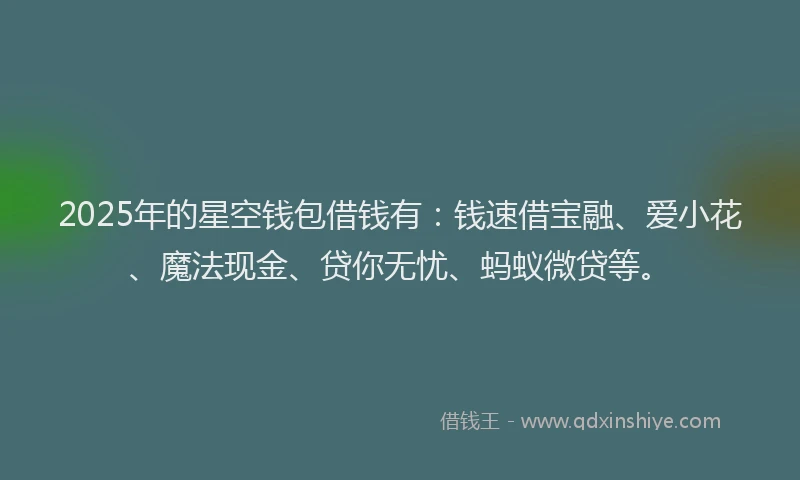 2025年的星空钱包借钱有：钱速借宝融、爱小花、魔法现金、贷你无忧、蚂蚁微贷等。