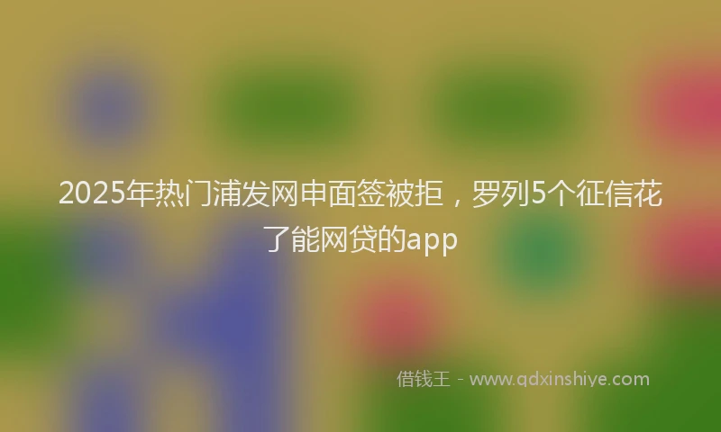 2025年热门浦发网申面签被拒，罗列5个征信花了能网贷的app