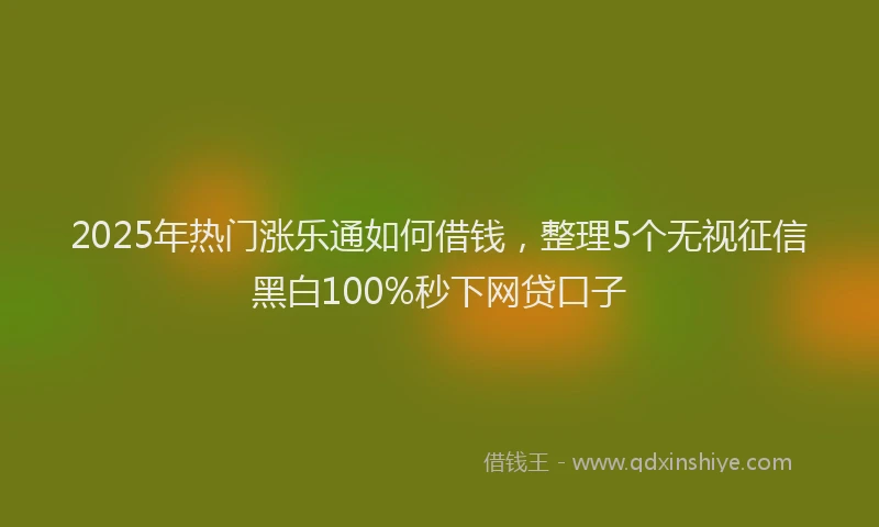 2025年热门涨乐通如何借钱，整理5个无视征信黑白100%秒下网贷口子