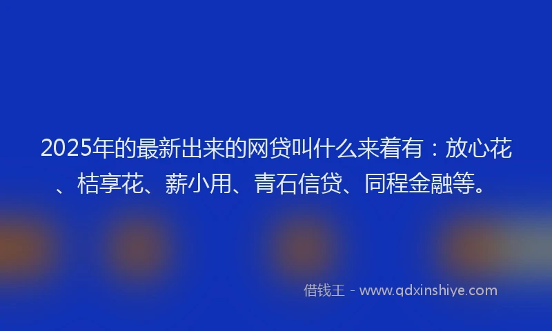 2025年的最新出来的网贷叫什么来着有：放心花、桔享花、薪小用、青石信贷、同程金融等。