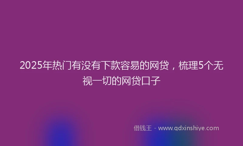 2025年热门有没有下款容易的网贷，梳理5个无视一切的网贷口子