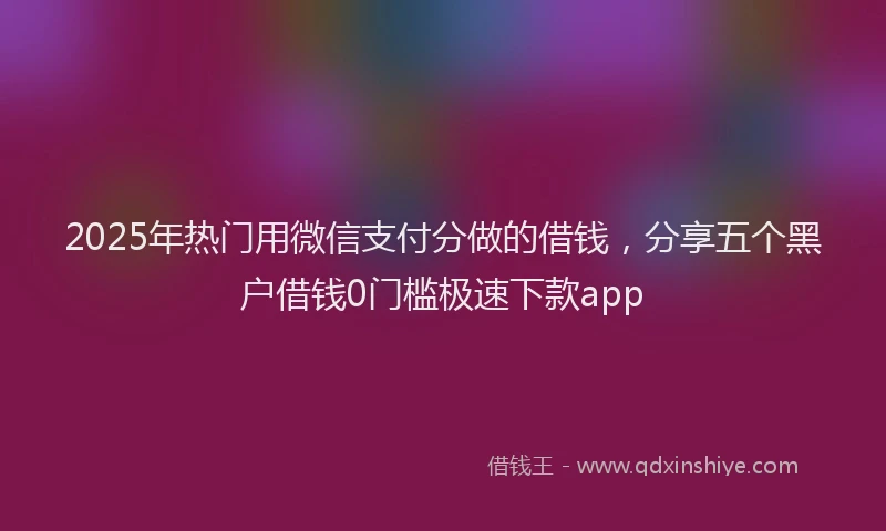 2025年热门用微信支付分做的借钱，分享五个黑户借钱0门槛极速下款app