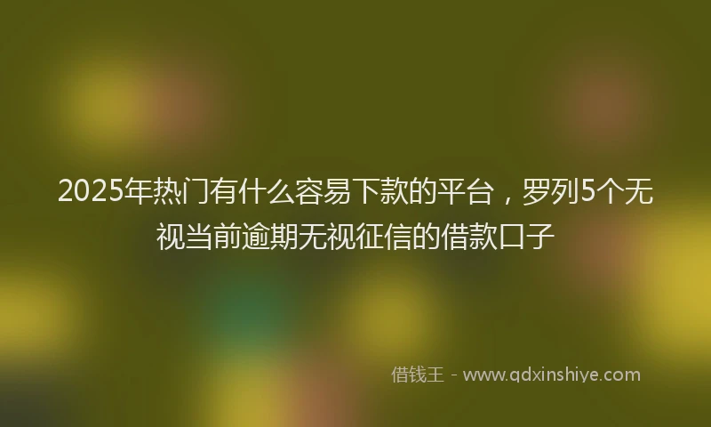 2025年热门有什么容易下款的平台，罗列5个无视当前逾期无视征信的借款口子