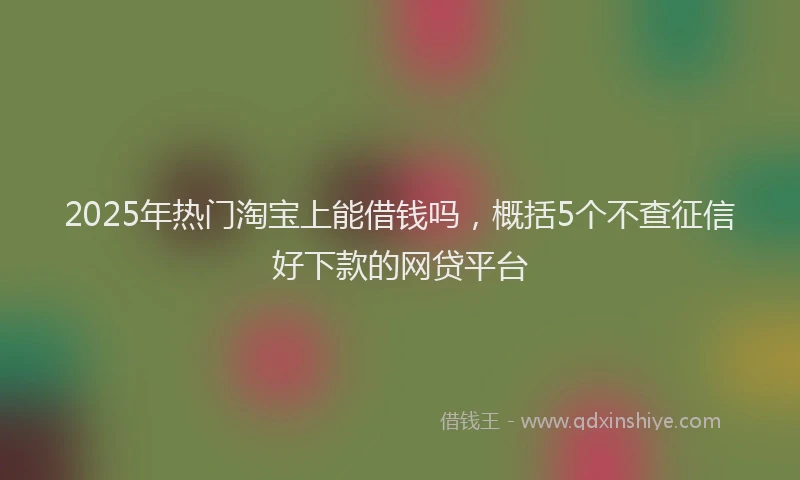2025年热门淘宝上能借钱吗，概括5个不查征信好下款的网贷平台