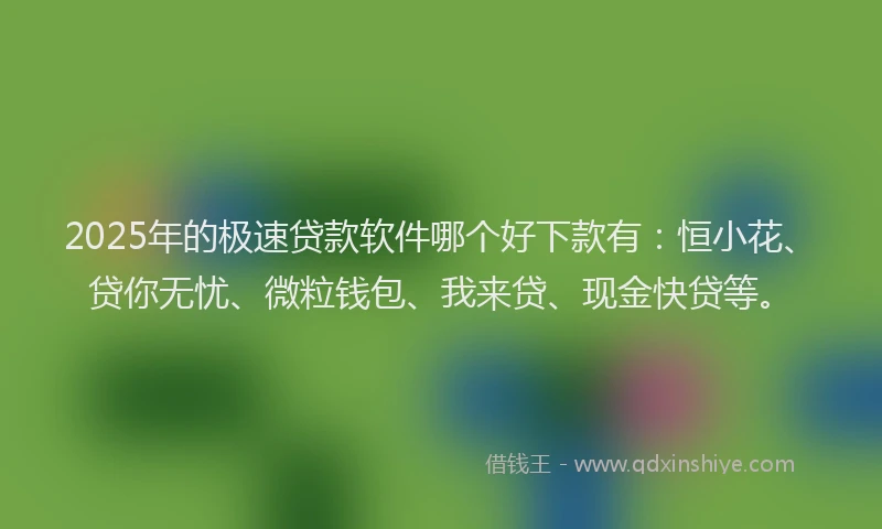 2025年的极速贷款软件哪个好下款有：恒小花、贷你无忧、微粒钱包、我来贷、现金快贷等。