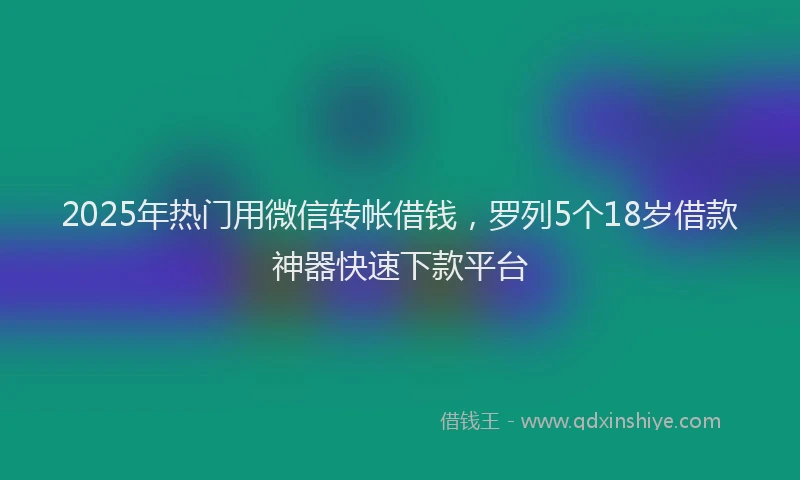 2025年热门用微信转帐借钱，罗列5个18岁借款神器快速下款平台