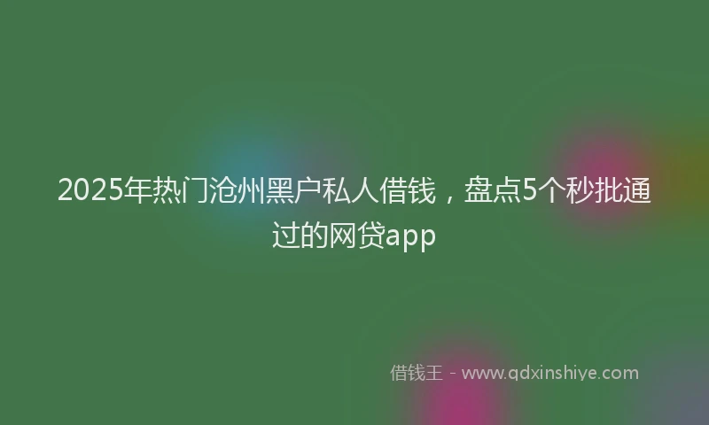 2025年热门沧州黑户私人借钱，盘点5个秒批通过的网贷app