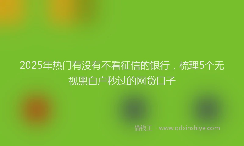 2025年热门有没有不看征信的银行，梳理5个无视黑白户秒过的网贷口子