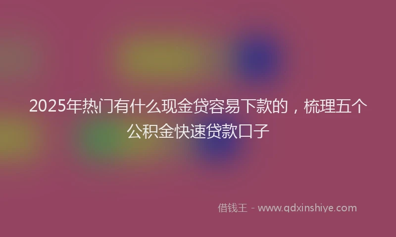 2025年热门有什么现金贷容易下款的，梳理五个公积金快速贷款口子