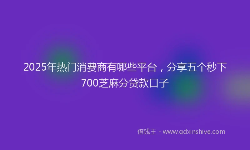 2025年热门消费商有哪些平台，分享五个秒下700芝麻分贷款口子