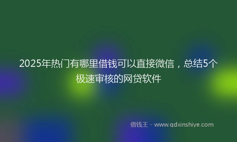 2025年热门有哪里借钱可以直接微信，总结5个极速审核的网贷软件